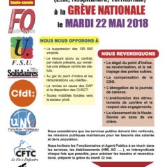 Ce mardi 22 mai à 14H00, manifestation unitaire à Annecy pour la défense des services publics