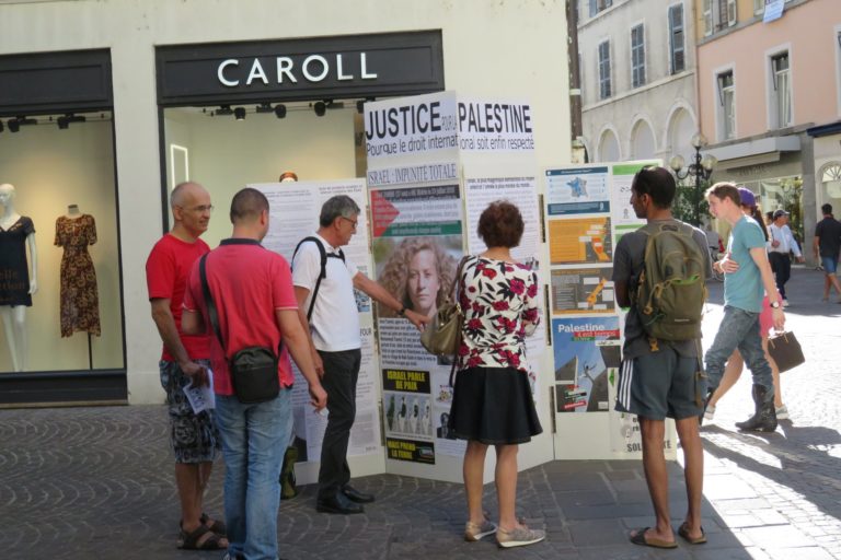 Le collectif « justice pour la Palestine » à Annecy ce Samedi 11 Août