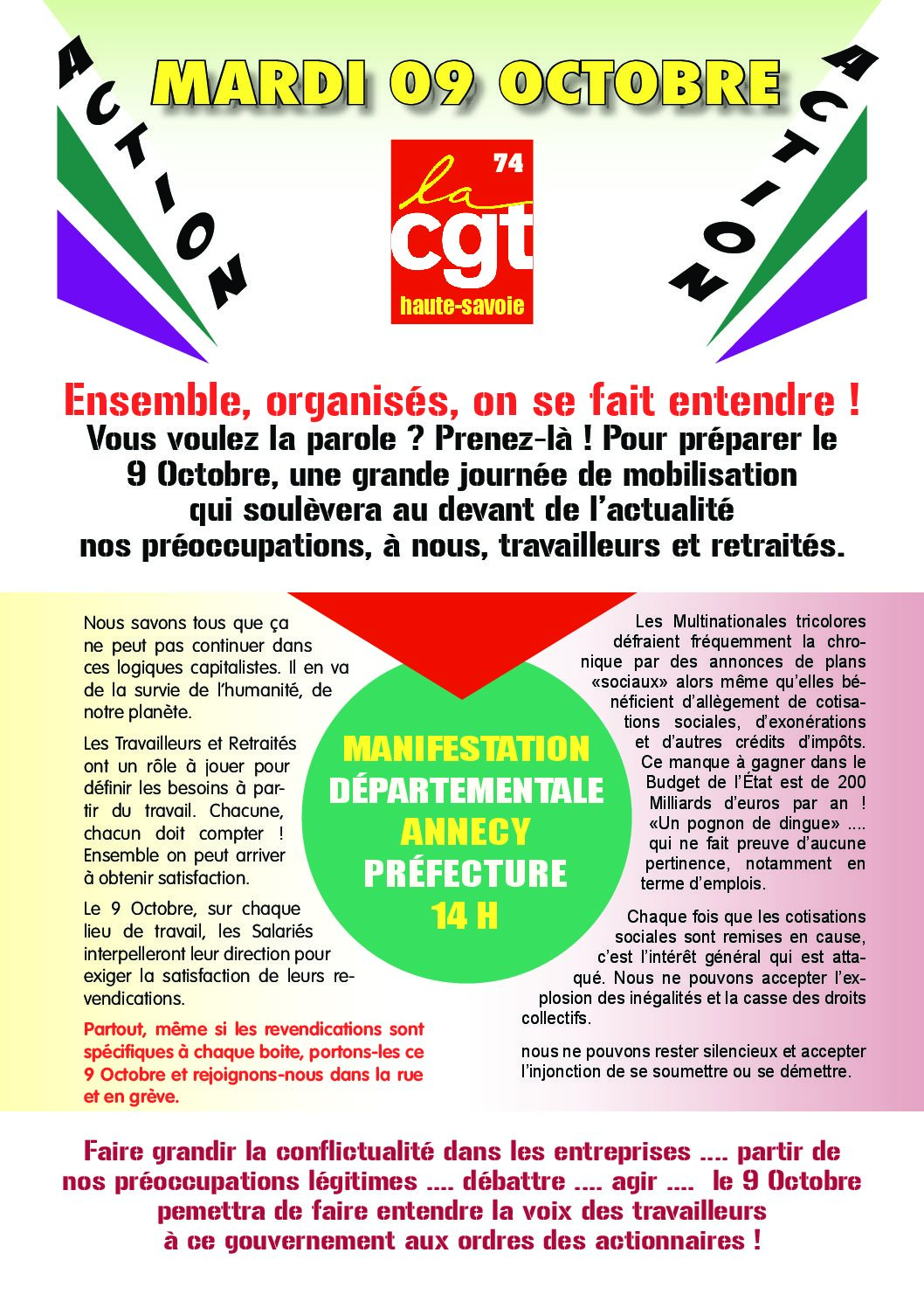 Ce mardi 9 octobre mobilisations contre la politique antisociale du gouvernement
