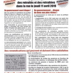 Les retraités seront dans la rue le jeudi 11 avril à Annecy