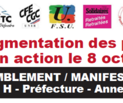 Mardi 8 octobre, les retraités dans la rue à Annecy pour demander i’augmentation des pensions
