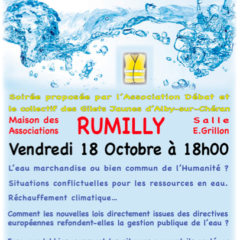 Vendredi 18 octobre « Les grands enjeux de l’eau » à Rumilly