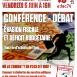 « Evasion fiscale et déficit budgétaire » à Thonon vendredi 6 juin à 19h