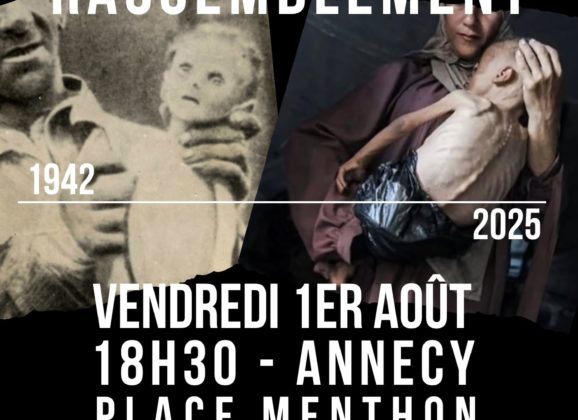 Ce vendredi 1er août, à Annecy, rassemblement pour dénoncer le génocide à Gaza