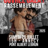 Samedi 26 juillet rassemblement unitaire à Annecy pour la Palestine