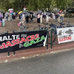 Ce 19 août 2025, 110 manifestants rassemblés à Annecy en solidarité avec le peuple palestinien