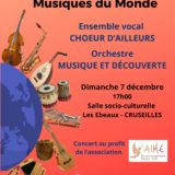 Dimanche 7 décembre concert Musiques du Monde à Cruseilles