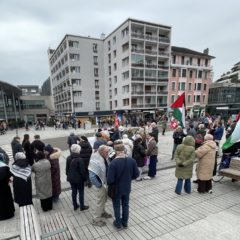 Rassemblement de soutien aux palestiniens de Gaza ce samedi 17 janvier à Annecy.