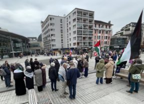 Rassemblement de soutien aux palestiniens de Gaza ce samedi 17 janvier à Annecy.
