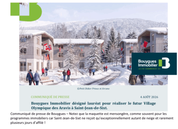 Une majorité d&rsquo;avis défavorables pour la consultation du village olympique de Saint Jean de Sixt
