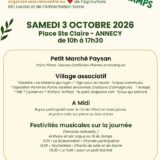 Samedi 3 octobre, à Annecy, rencontre au cœur de l’agriculture BIO , locale et de l’alimentation saine
