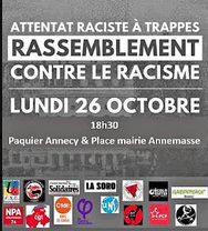 Ce lundi 26 octobre à 18h30, rassemblement sur le pâquier contre le racisme